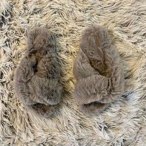 Loft Grey Fluffy Slide House Shoe Slippers